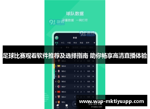 足球比赛观看软件推荐及选择指南 助你畅享高清直播体验